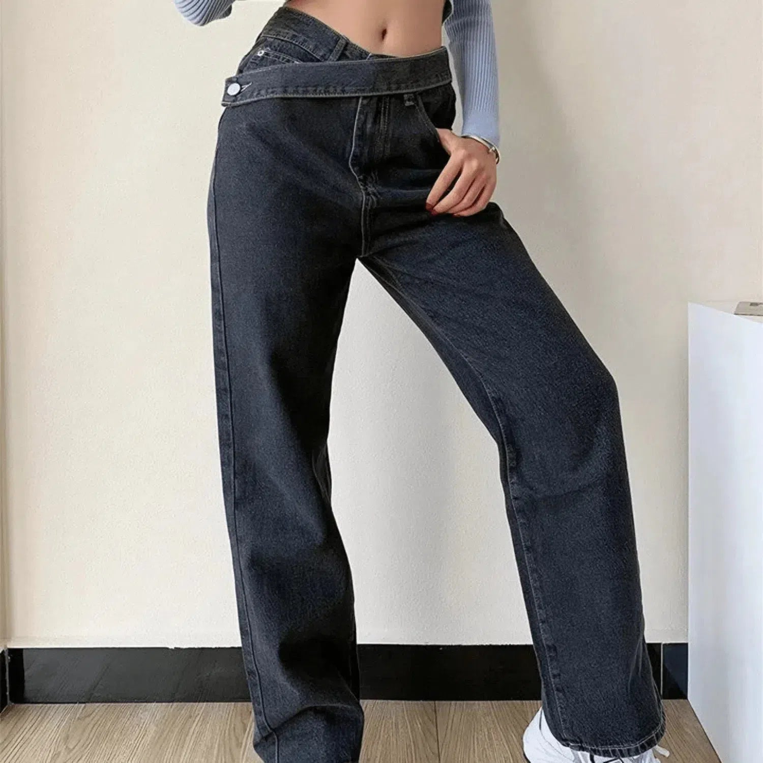 Casila – Asymmetrische sluiting – Rechte jeans