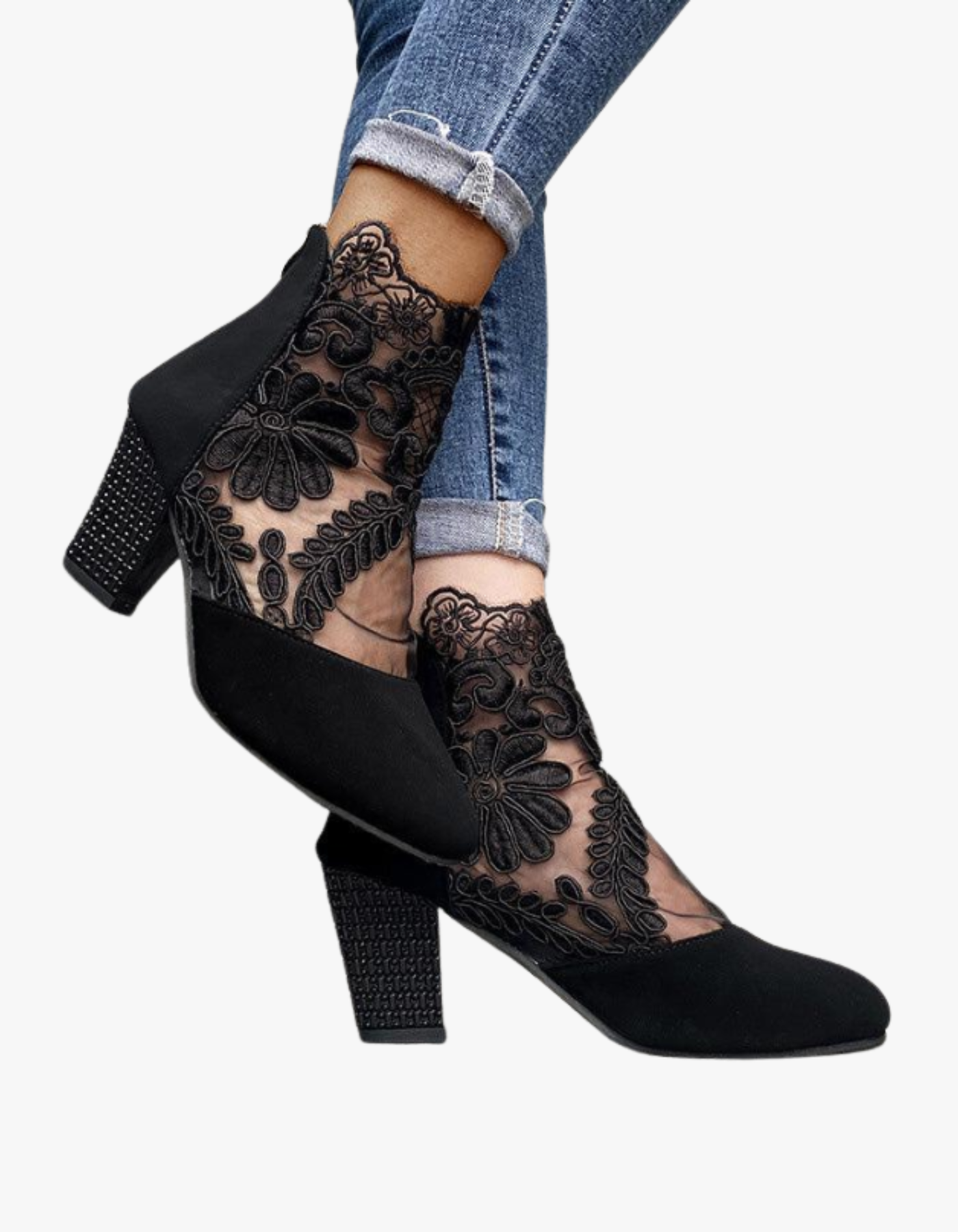 Viviana – Floral mesh – Ankle boots