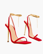 Adrienne – Gold-tone hardware – Ankle chain stiletto heels