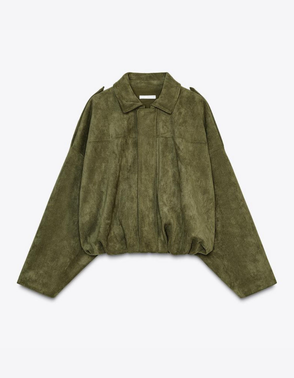 Alanna – Suede cropped jacket – Oversized button detail