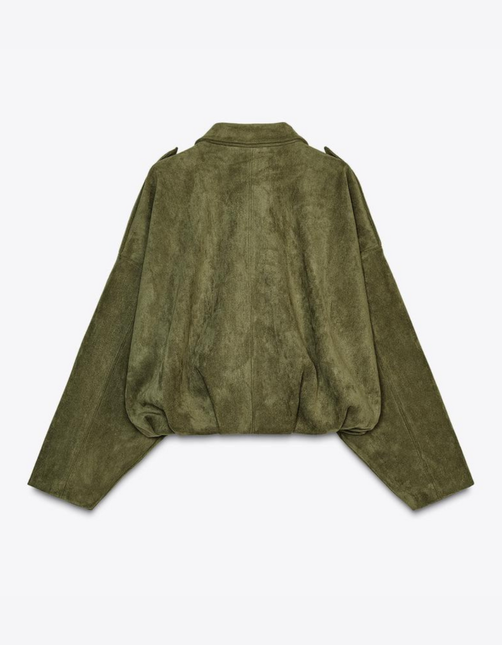Alanna – Suede cropped jacket – Oversized button detail