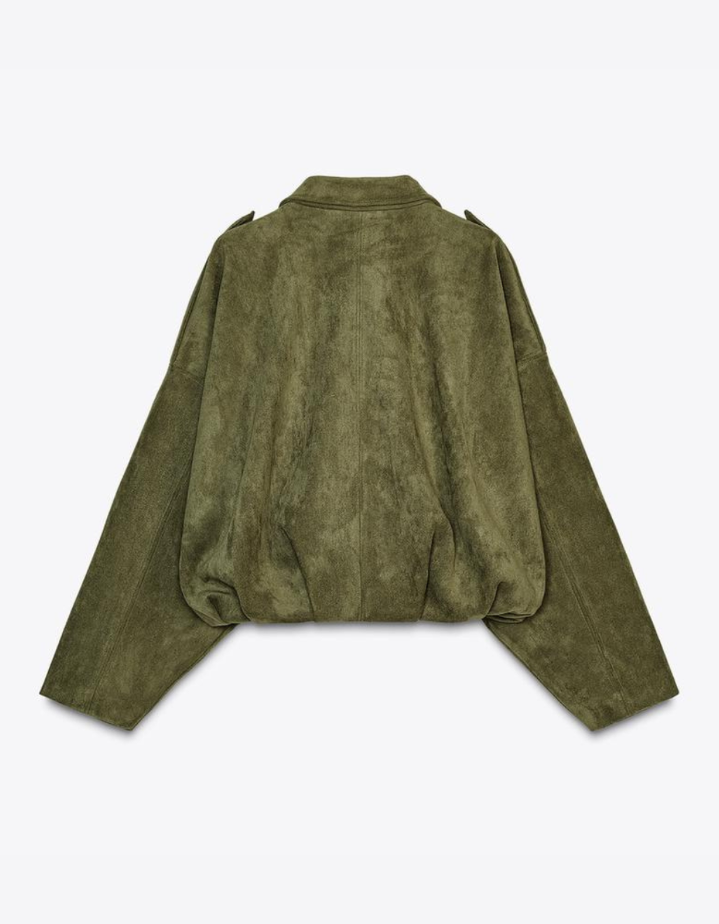 Alanna – Suede cropped jacket – Oversized button detail