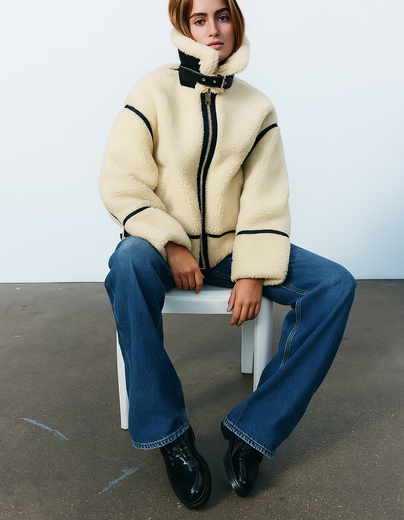Alvarine – Contrast trim – Shearling jacket