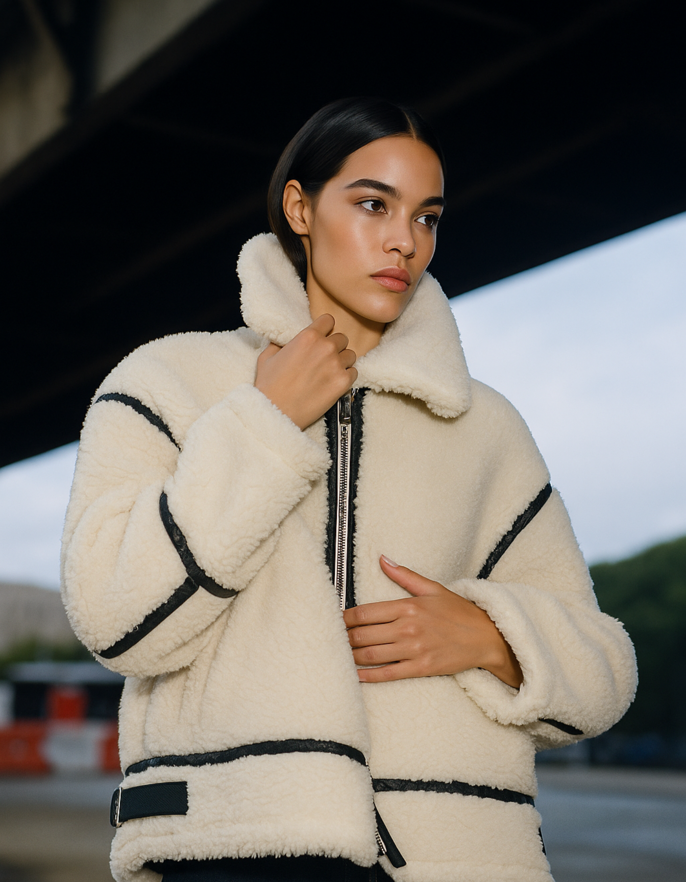 Alvarine – Contrast trim – Shearling jacket