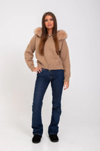 Aurélinne – Luxe detail – Faux fur hooded cardigan