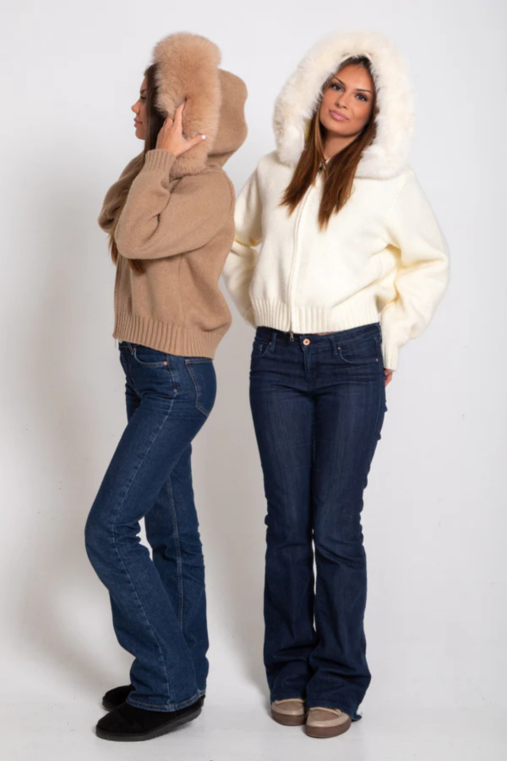 Aurélinne – Luxe detail – Faux fur hooded cardigan