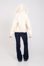 Aurélinne – Luxe detail – Faux fur hooded cardigan
