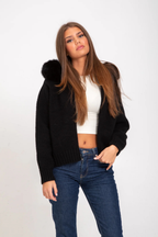 Aurélinne – Luxe detail – Faux fur hooded cardigan