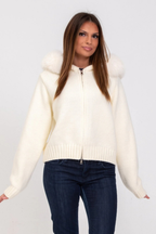 Aurélinne – Luxe detail – Faux fur hooded cardigan