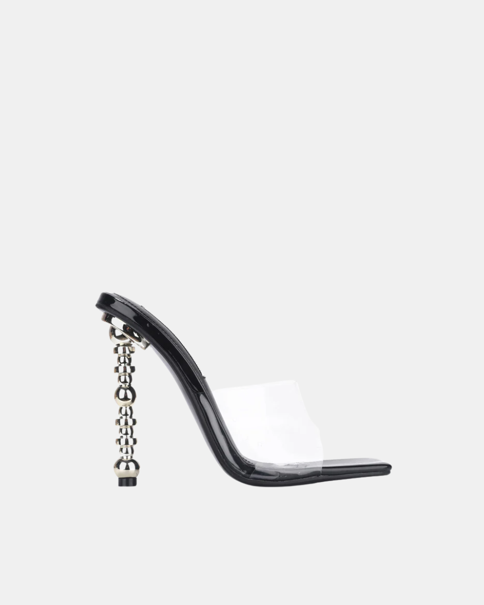 Belladonna – Transparent design – Pearl-accented mule heels