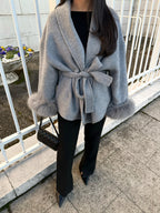 Bellavène – Elegant silhouette – Belted faux fur coat