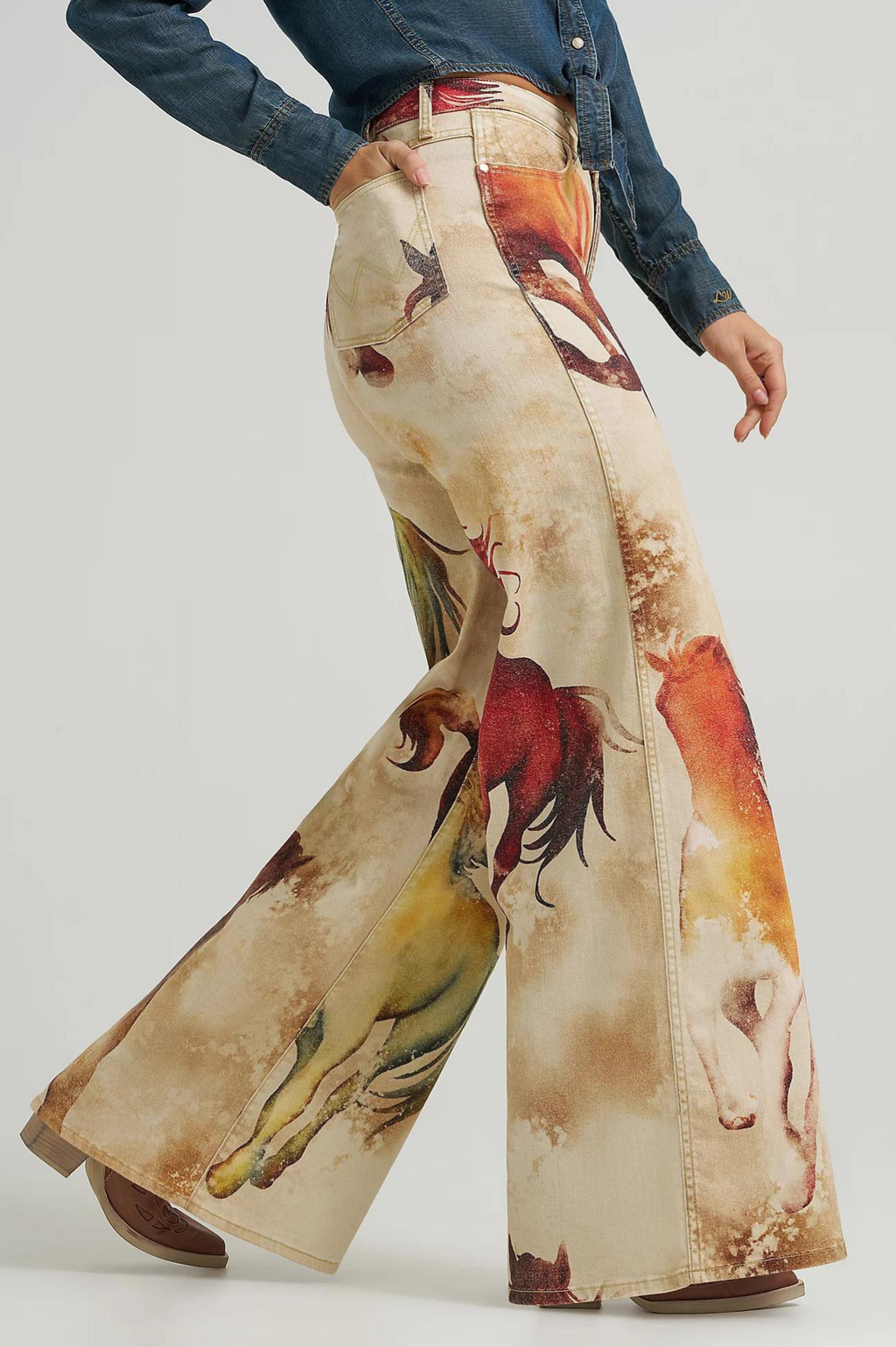 Calila – Wild horse print – Flared denim trousers