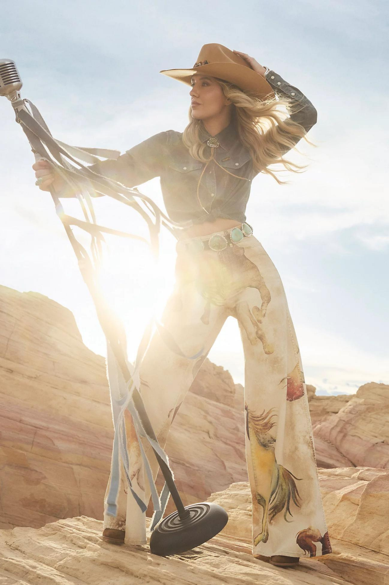 Calila – Wild horse print – Flared denim trousers
