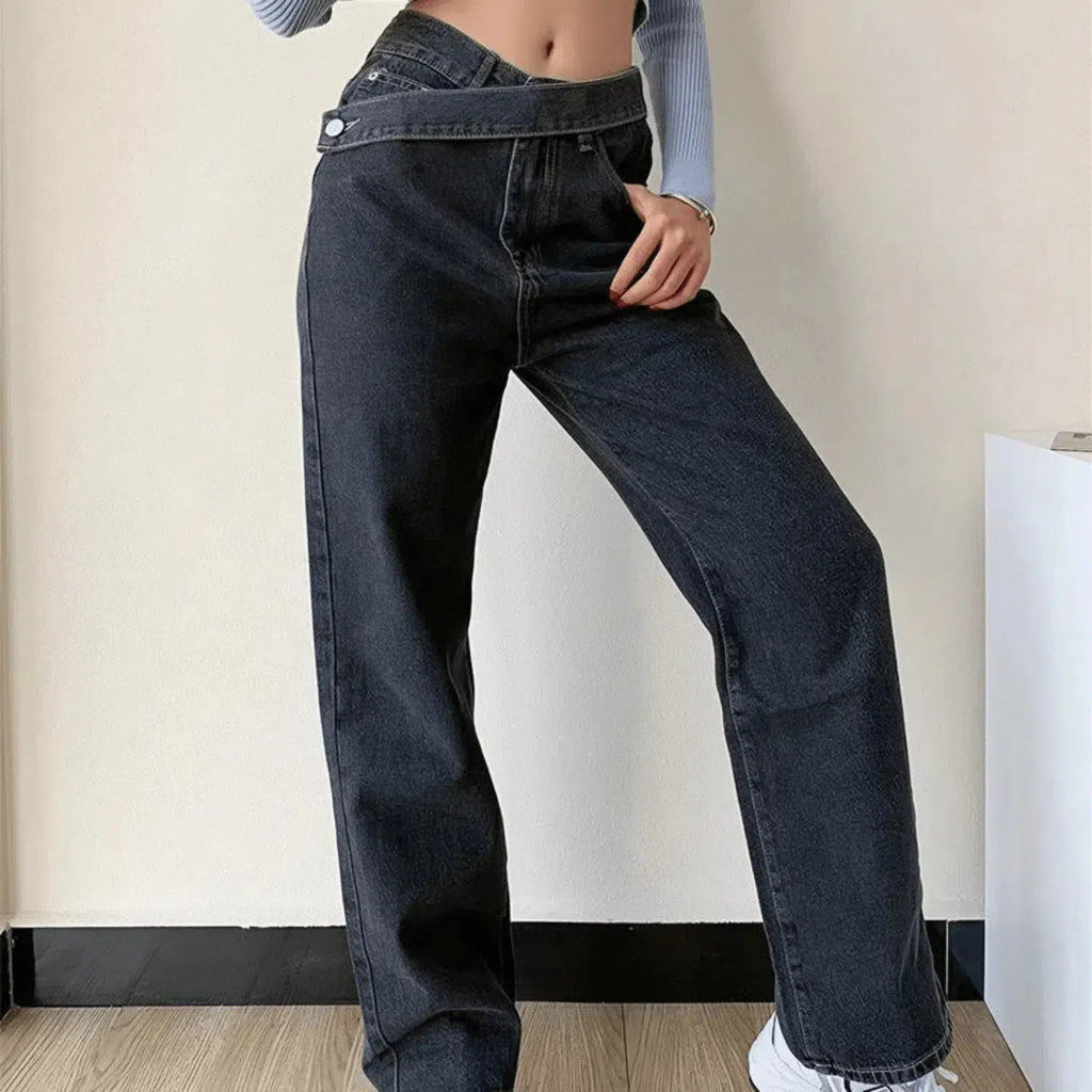 Casila – Asymmetrische sluiting – Rechte jeans