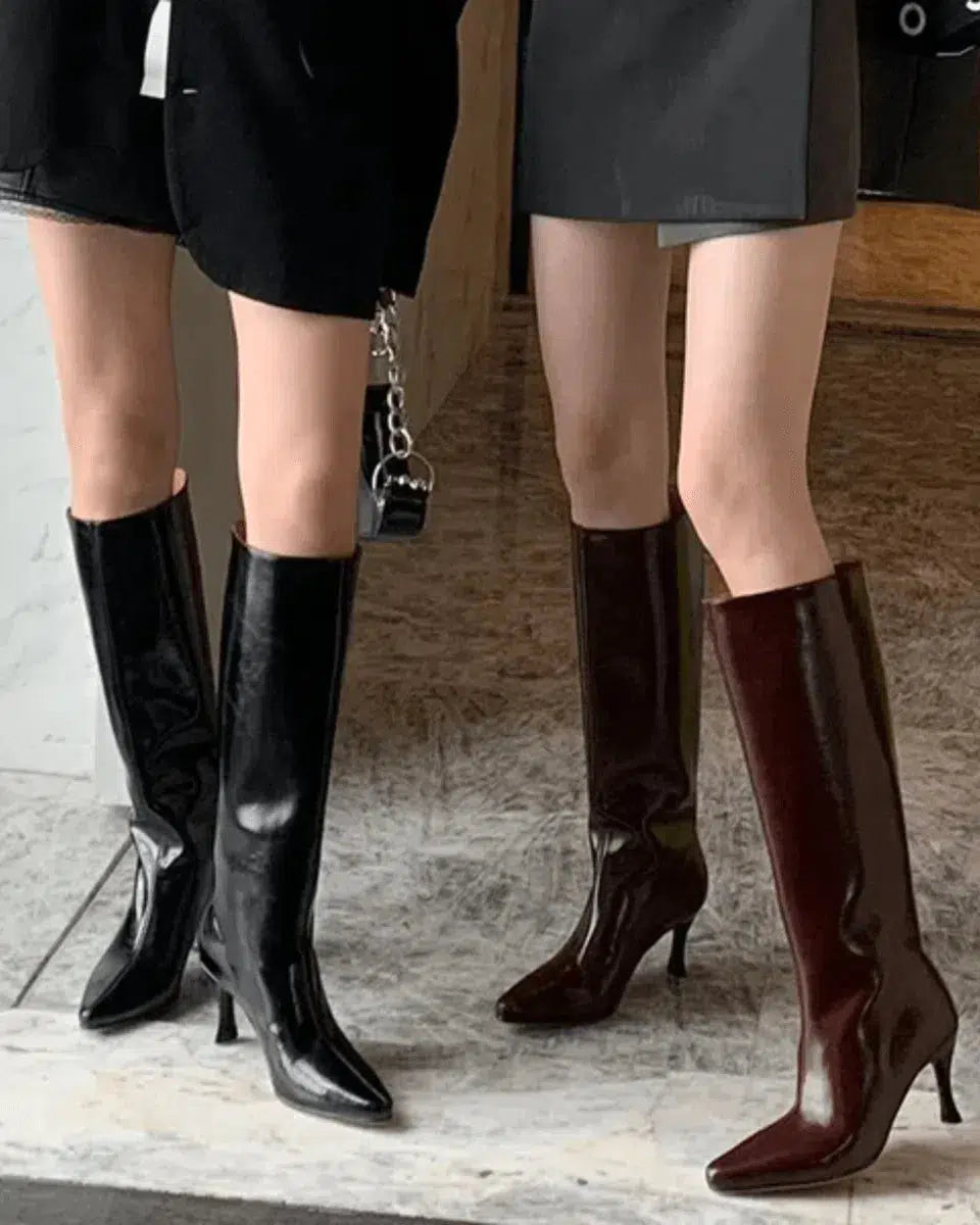 Donatella – Knee-high design – Faux leather heeled boots