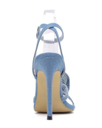 Flavie – Floral embellishment – Denim rose stiletto heels