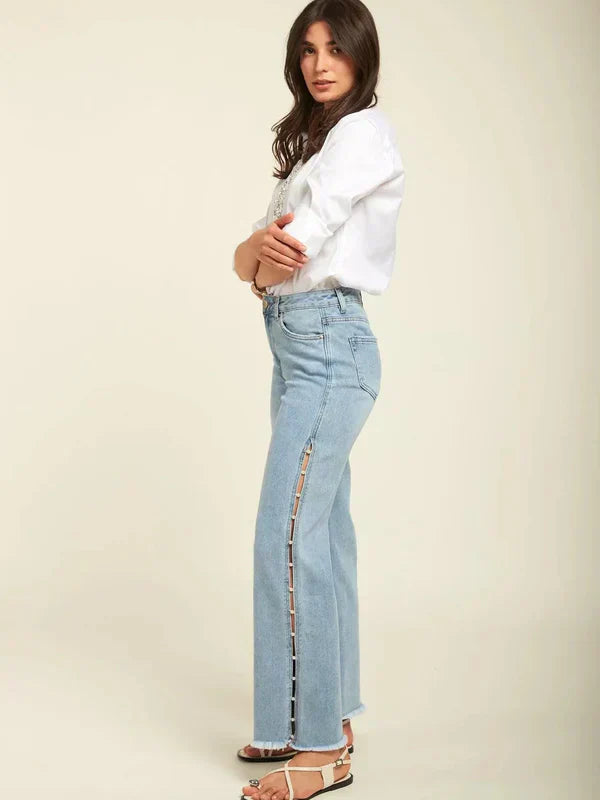 Giuliana – Pearl embellished – Wide leg jeans