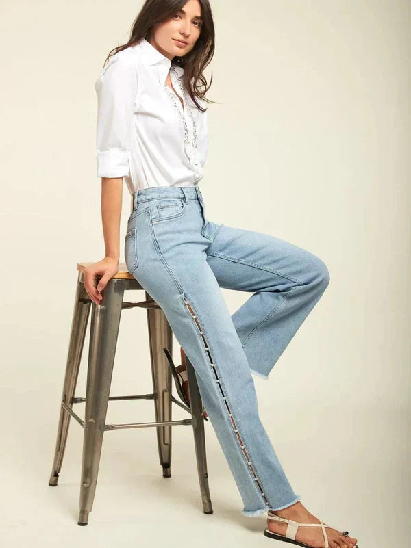 Giuliana – Pearl embellished – Wide leg jeans