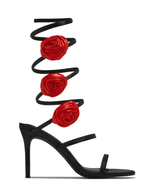 Henriette – Floral embellishment – Rosette coil-strap heels