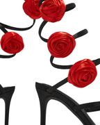 Henriette – Floral embellishment – Rosette coil-strap heels