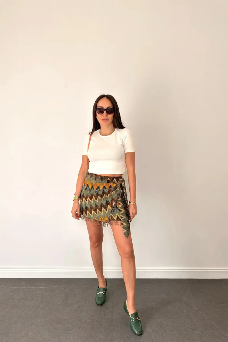 Ida – Unique design – Printed knot mini skirt