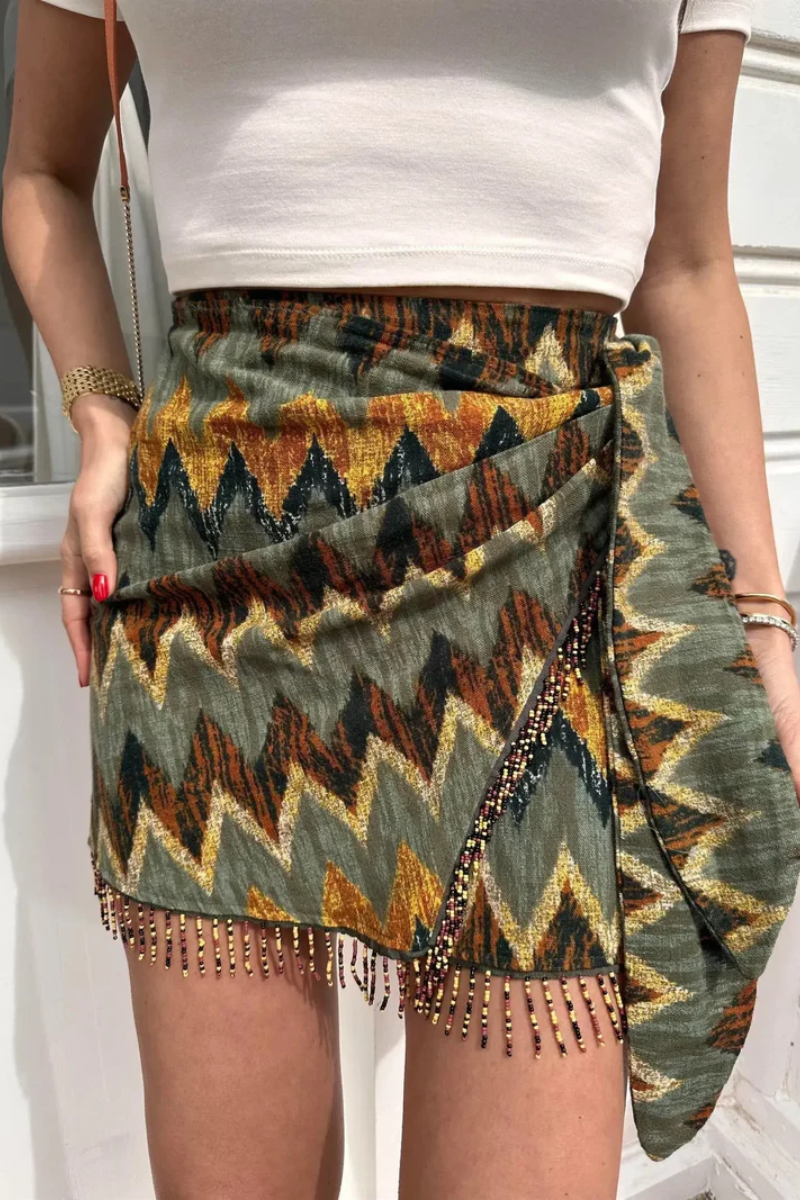 Ida – Unique design – Printed knot mini skirt