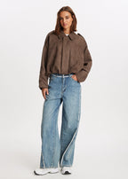 Kendra – Cropped suede jacket – Oversized fit