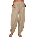 Leona – Relaxed linen blend – Wide leg trousers