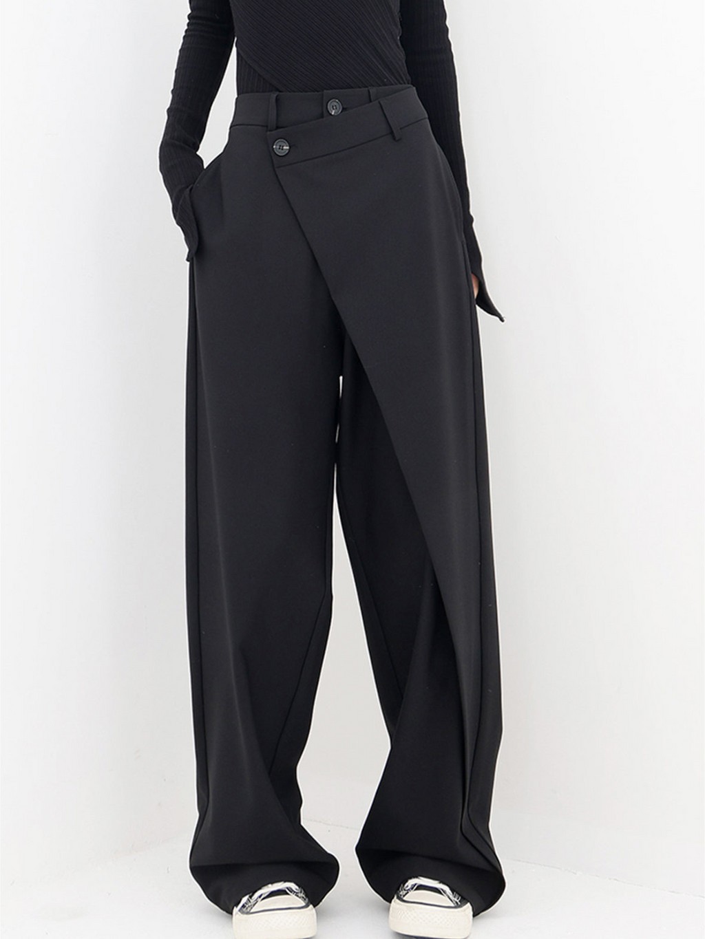 Lunafina – Asymmetric overlay – Wide-leg trousers