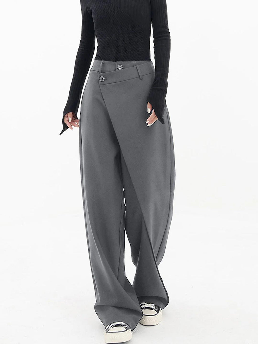 Lunafina – Asymmetric overlay – Wide-leg trousers