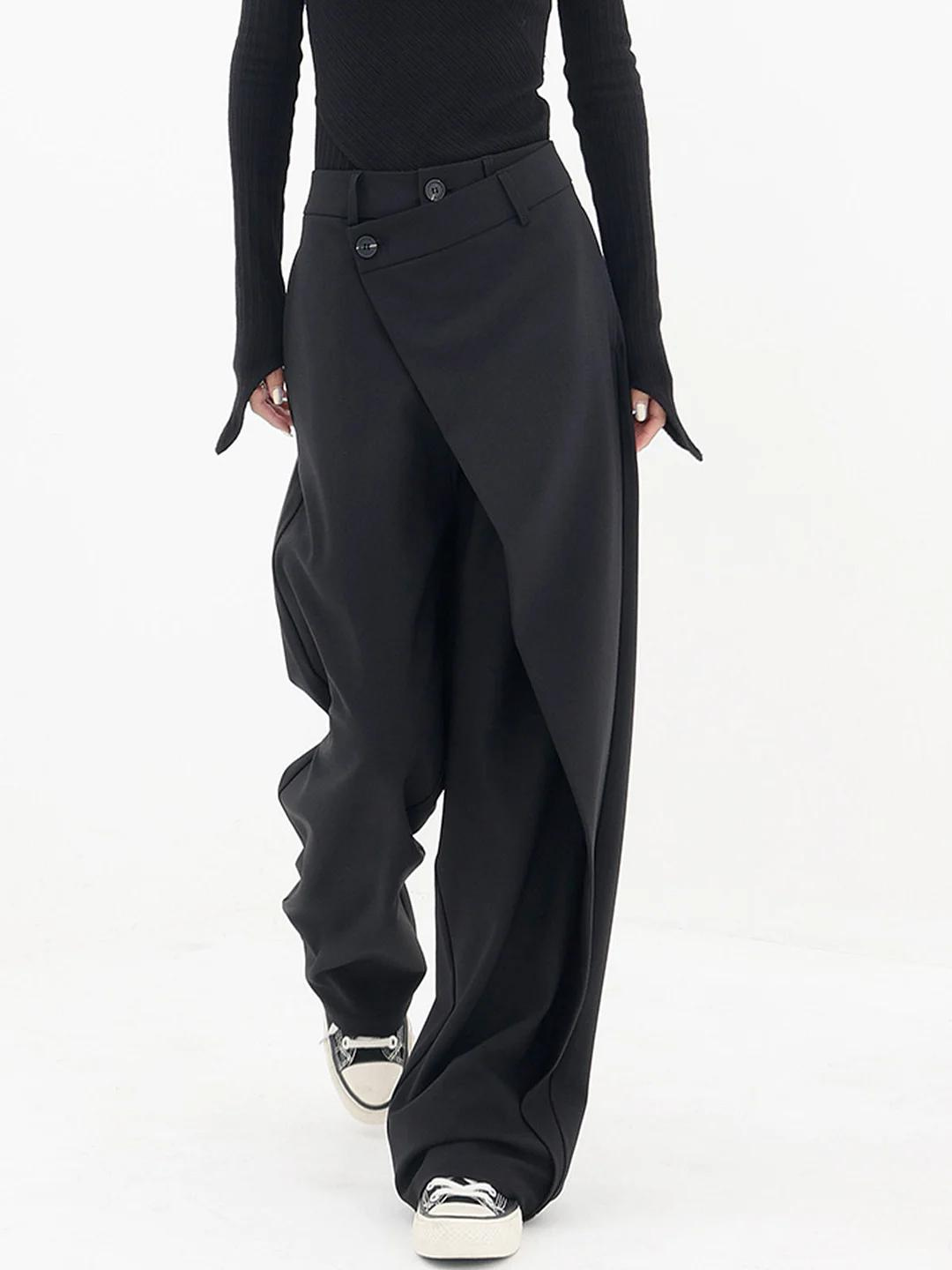 Lunafina – Asymmetric overlay – Wide-leg trousers