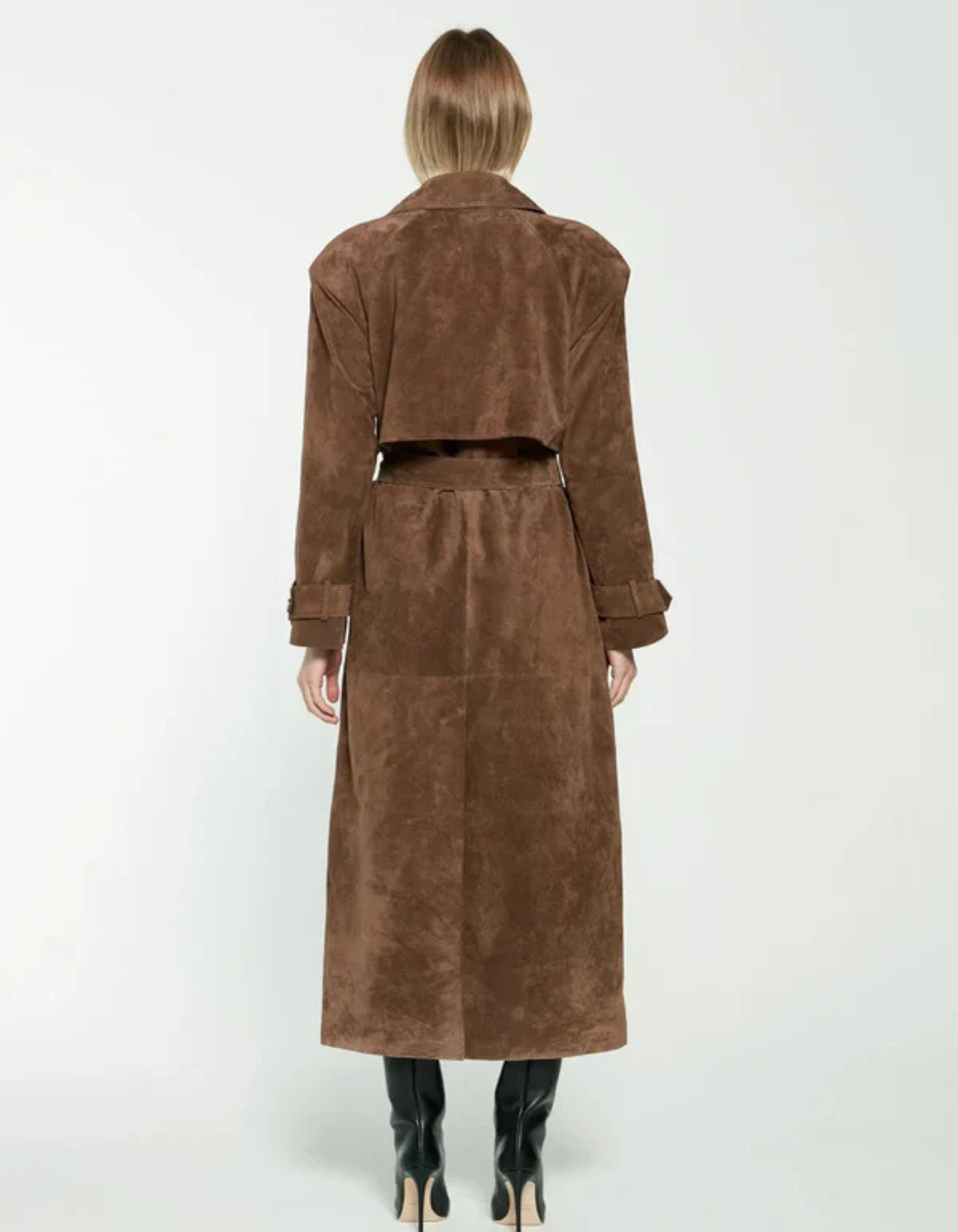 Mariza – Suede trench coat – Double-breasted belt detail