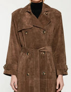 Mariza – Suede trench coat – Double-breasted belt detail