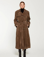 Mariza – Suede trench coat – Double-breasted belt detail