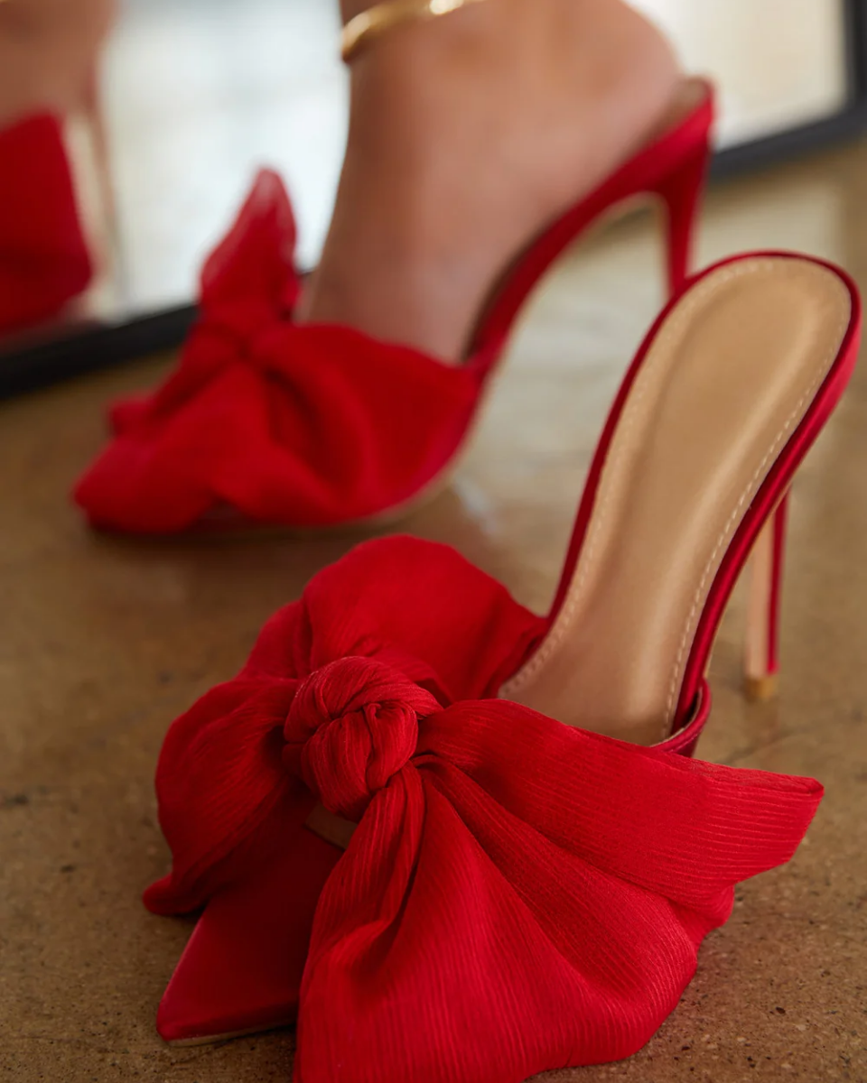 Melodia – Slip-on design – Oversized bow mule heels