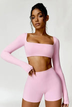 Niamh – U-neckline – Long-sleeve fitness crop top