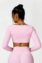 Niamh – U-neckline – Long-sleeve fitness crop top