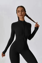 Paola – Hoge kraag met rits – Jumpsuit met lange mouwen