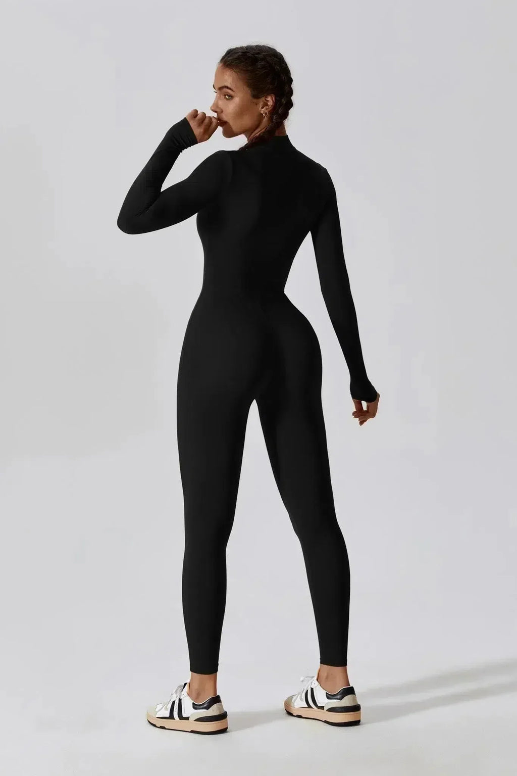 Paola – Hoge kraag met rits – Jumpsuit met lange mouwen