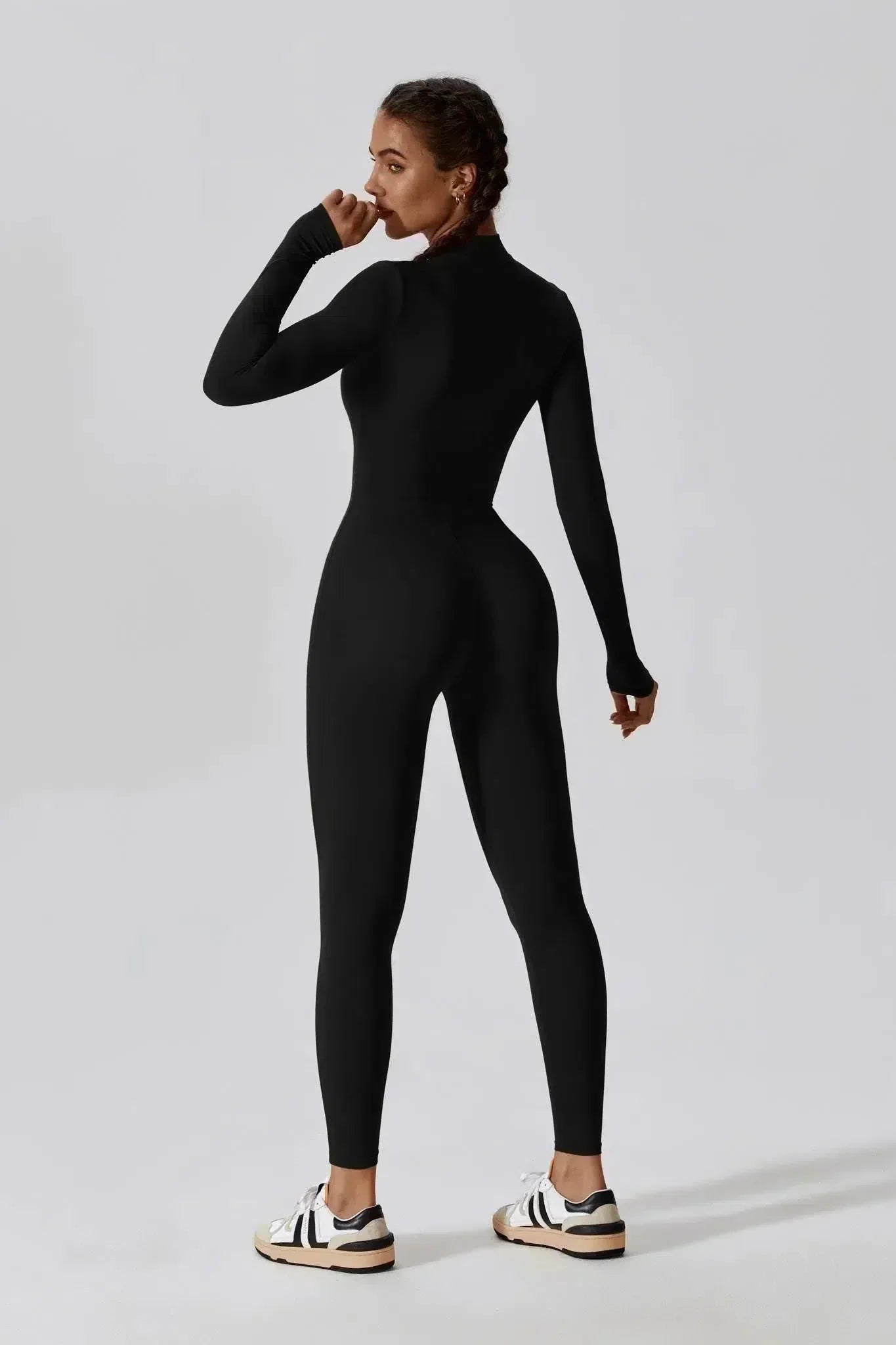 Paola – Hoge kraag met rits – Jumpsuit met lange mouwen