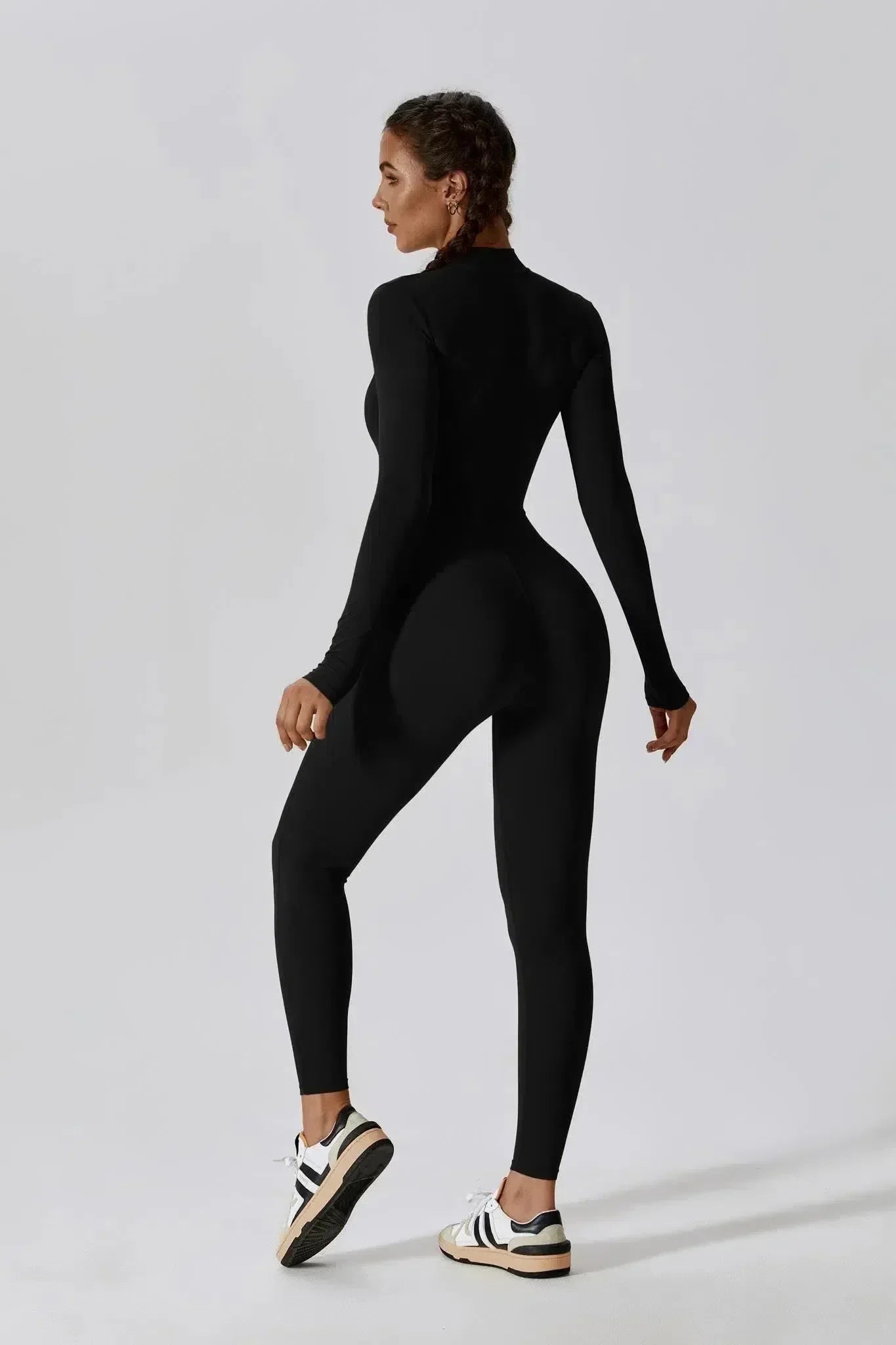 Paola – Hoge kraag met rits – Jumpsuit met lange mouwen