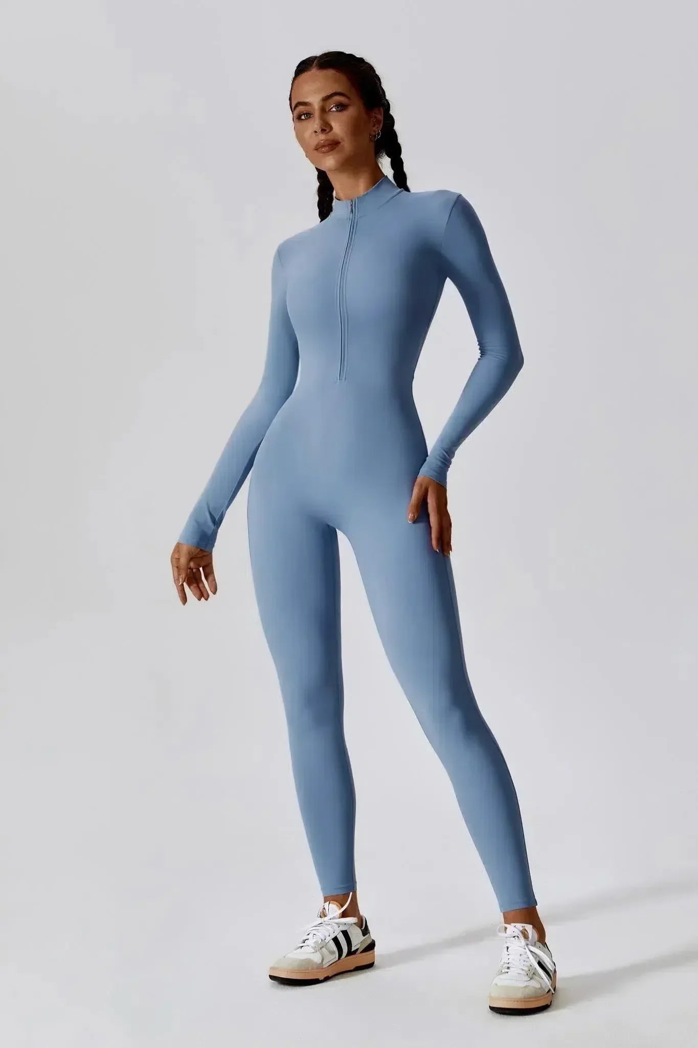 Paola – Hoge kraag met rits – Jumpsuit met lange mouwen