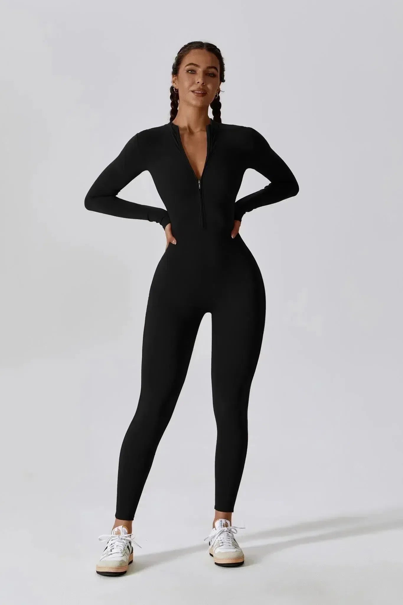 Paola – Hoge kraag met rits – Jumpsuit met lange mouwen