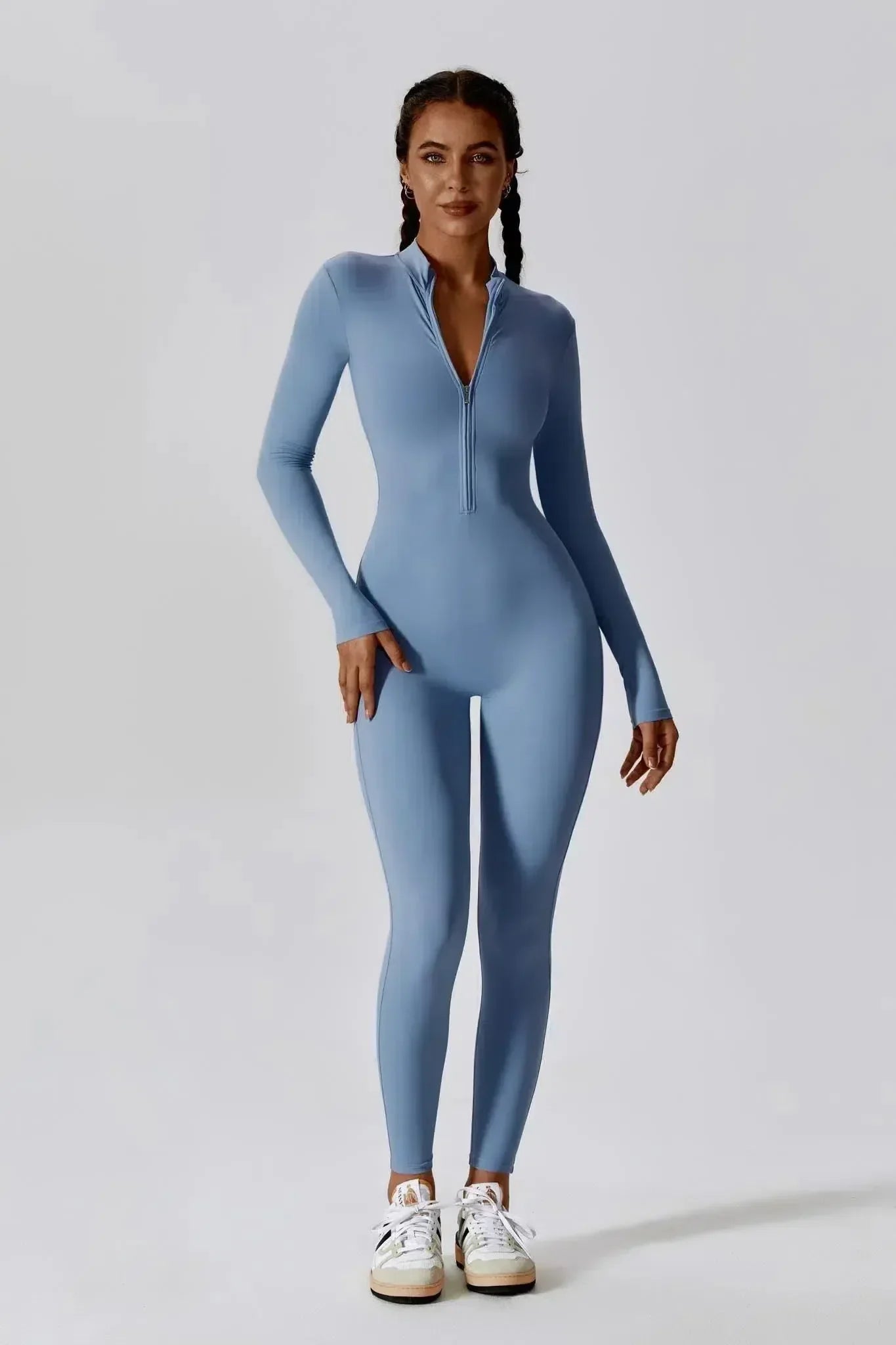 Paola – Hoge kraag met rits – Jumpsuit met lange mouwen