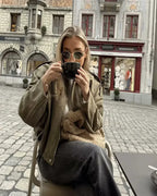 Verdua – Luxe touch – Faux suede bomber jacket