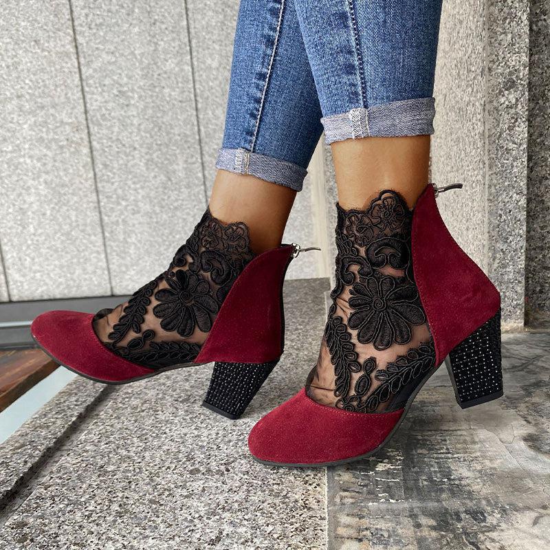 Viviana – Floral mesh – Ankle boots