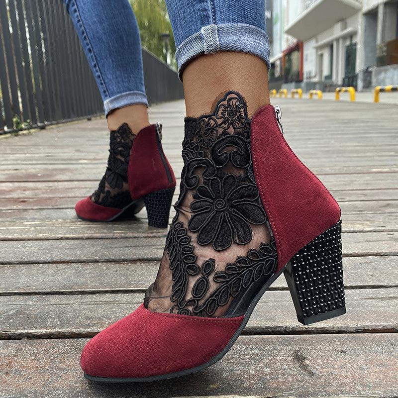 Viviana – Floral mesh – Ankle boots