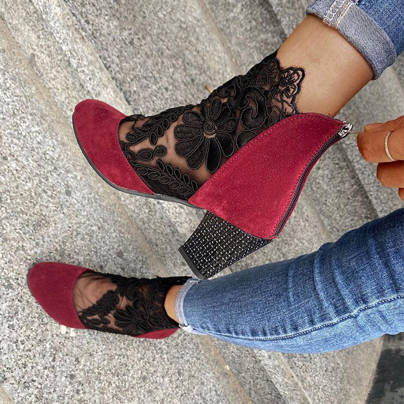 Viviana – Floral mesh – Ankle boots